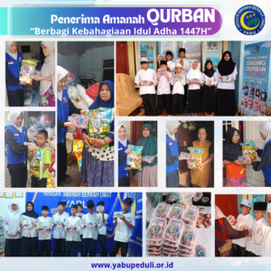 Penyaluran daging qurban 1447 H /2026 M kepada anak yatim piatu, dhuafa, dan masyarakat yang membutuhkan sebagai wujud kepedulian dan berbagi kebahagiaan di Hari Raya Idul Adha.